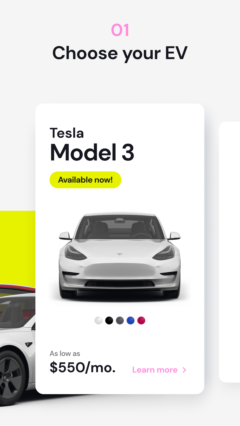 Step 1 in the Autonomy app: choose your vehicle